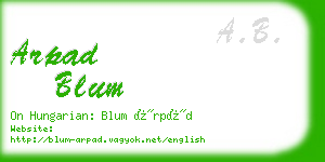 arpad blum business card